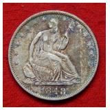 1848 O Seated Liberty Silver Half Dollar -No Motto
