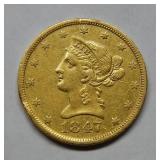 1847 O $10 Gold Coin "No Motto"