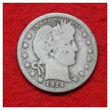 1914 S Barber Silver Quarter