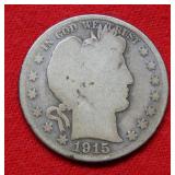 1915 Barber Silver Half Dollar
