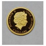 2013 Cook Island $5 Gold Coin 1/2 Gram 0.999 Fine