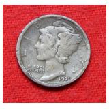 1921 D Mercury Silver Dime