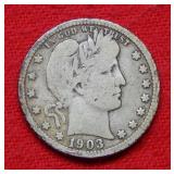 1903 S Barber Silver Quarter