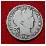 1904 O Barber Silver Half Dollar