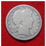1893 S Barber Silver Half Dollar