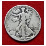1921 S Walking Liberty Silver Half Dollar