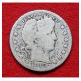 1915 S Barber Silver Quarter