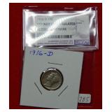 1916 D Mercury Silver Dime NGC Altered Mintmark