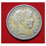 1901 S Barber Silver Half Dollar "Cleaned"