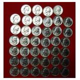 Roll of 1955 D Washington Silver Quarters