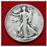 1937 D Walking Liberty Silver Half Dollar