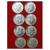 (8) Kennedy Silver (40%) Half Dollars