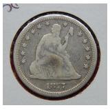 1877 S Seated Liberty Silver Quarter