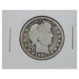 1901 Barber Silver Quarter