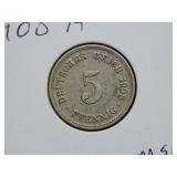 1908 Germany 5 Pfennig