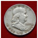 1949 S Franklin Silver Half Dollar