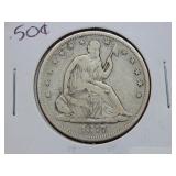 1877 S Seated Liberty Silver Half Dollar