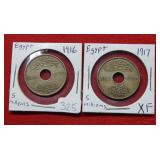 (2) Egypt 5 Milliemes - 1916 & 1917