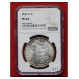 1880 O Morgan Silver Dollar NGC MS61