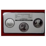 2006 3PC American Silver Eagles NGC MS70, PF70 &