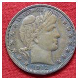 1912 Barber Silver Half Dollar