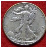 1938 D Walking Liberty Silver Half Dollar