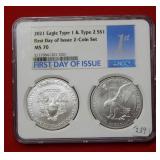 2021 American Eagle 2PC Set NGC MS70 1oz Silver