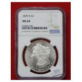 1879 S Morgan Silver Dollar NGC MS64