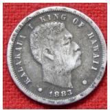 1883 Hawaii Silver Dime - Mount Spot on REV
