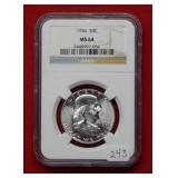 1956 Franklin Silver Half Dollar NGC MS64
