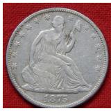 1875 Seated Liberty Silver Half Dollar