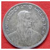 1923 Swiss Silver 5 Franc