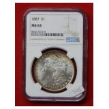 1887 Morgan Silver Dollar NGC MS63