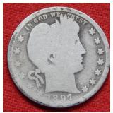 1897 O Barber Silver Quarter