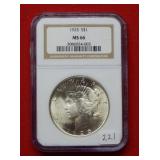 1925 Peace Silver Dollar NGC MS66