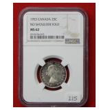 1953 Canada Quarter NGC MS62 No Shoulder Fold
