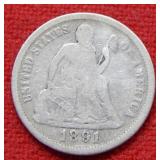 1891 O Seated Liberty Silver Dime