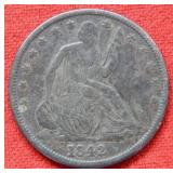 1842 Seated Liberty Silver Half Dollar - No Motto