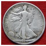 1919 D Walking Liberty Silver Half Dollar