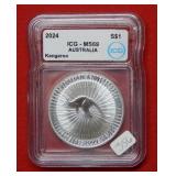 2024 Australia $ Kangaroo ICG MS69 1 Ounce Silver