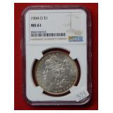 1904 O Morgan Silver Dollar NGC MS61