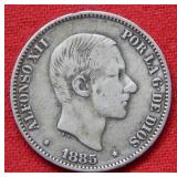 1885 Spain 50 Centavos