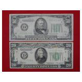 1934 B $20 & 1934 $50 Federal Reserve Notes