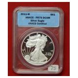 2011 W American Eagle ANACS PR70DCAM 1oz Silver