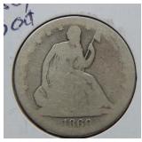 1869 Seated Liberty Silver Half Dollar