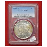 1922 S Peace Silver Dollar PCGS MS63