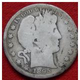 1895 S Barber Silver Half Dollar