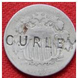 1876 Shield Nickel "Curley" Counterstamp