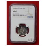 1944 Canada Quarter NGC MS63