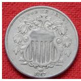 1867 Shield Nickel - Rays